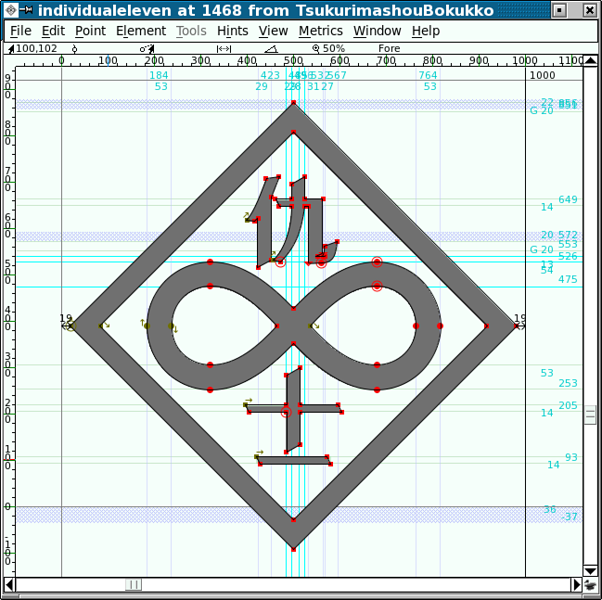 FontForge display of a dingbat glyph